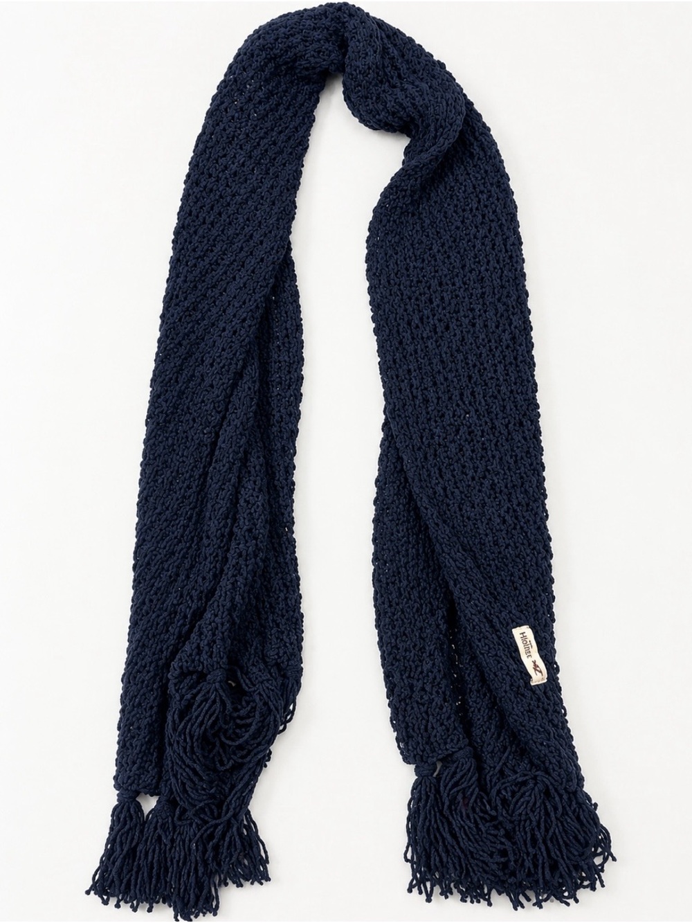 Hollister Navy Knit Fringe Scarf